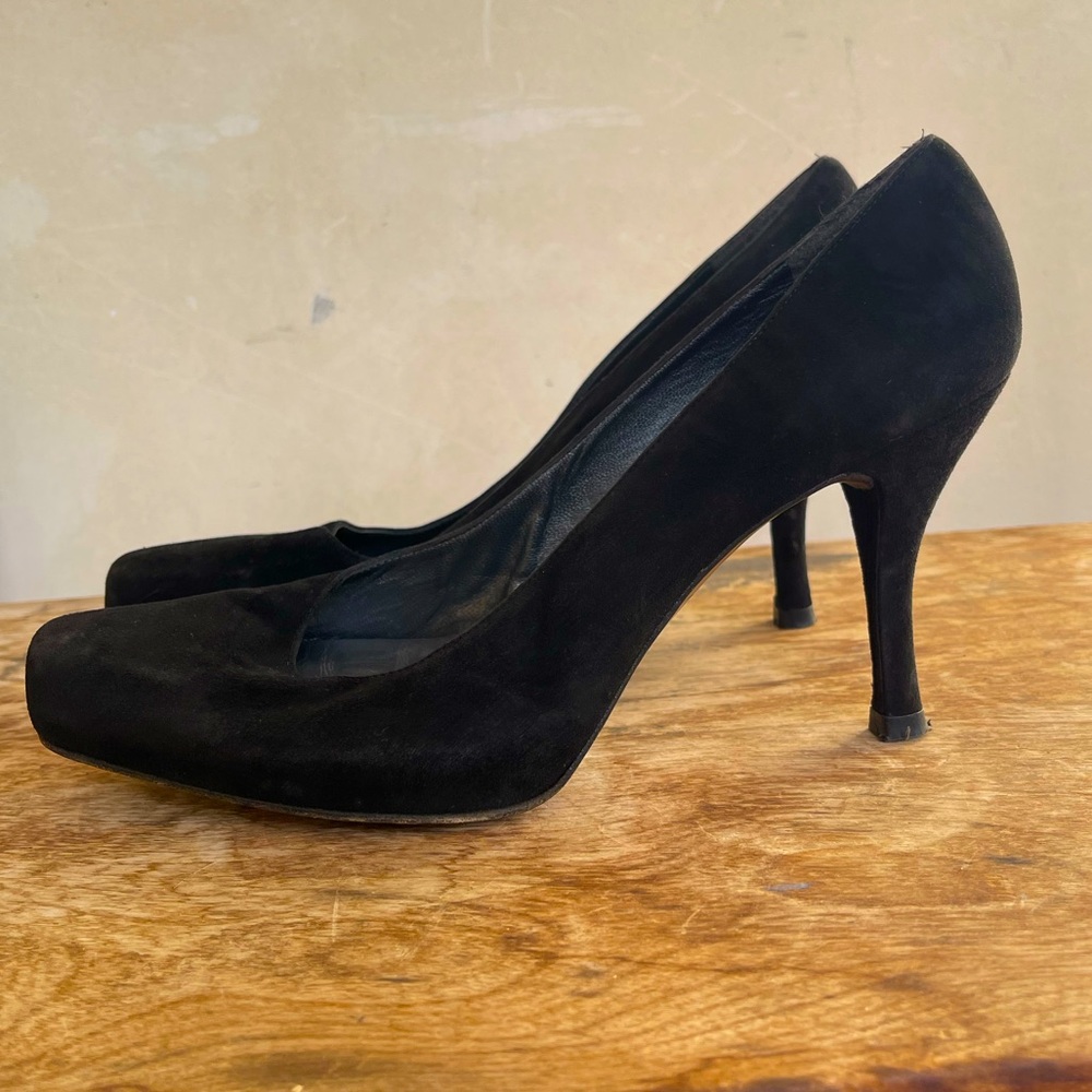 STUART WEITZMAN Black Suede Leather  Pumps Stiletto Heels Woman’s Sz 9M Spain